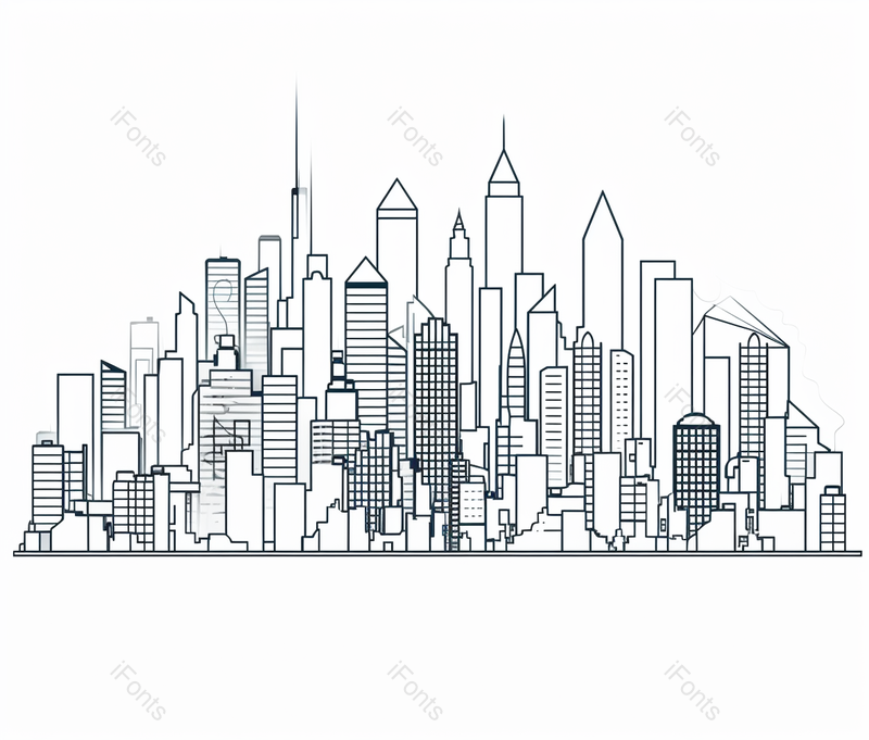 建筑简笔市中心城市街道线条剪影,插画/手绘图,插画/手绘图库,插画/手绘图下载,插画/手绘